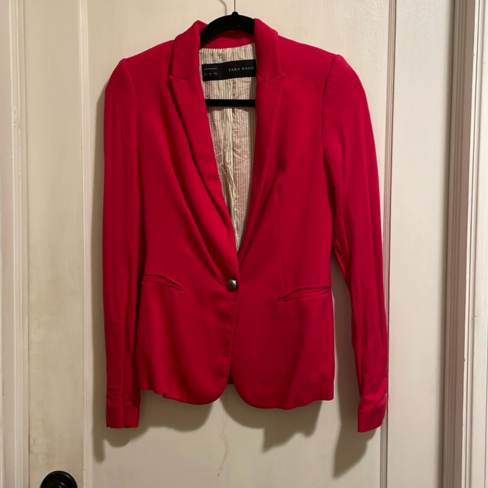 ZARA XS hot pink knit blazer - Picture 1 of 4